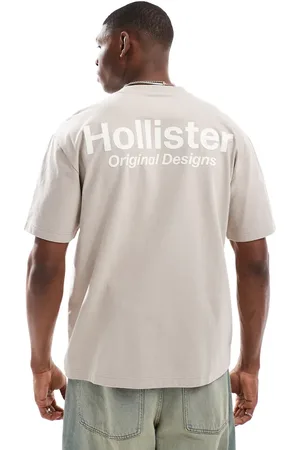 Hollister T-shirt med tech-logo og detalje på ryggen i firkantet pasform-Neutral