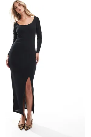 Closet Ribstrikket bodycon-maxikjole med slids i siden i