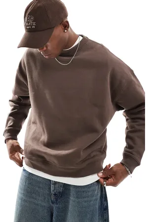 Pull&Bear Chokoladebrun sweatshirt i firkantet pasform-Neutral