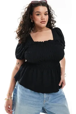 New Look New Look Curve - top med korte ærmer og rynker