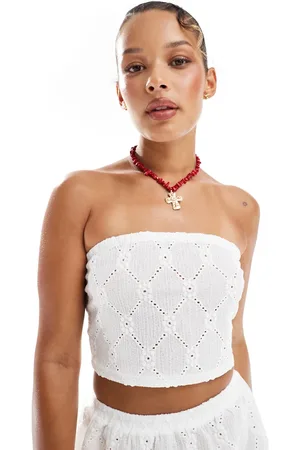 New Look Croptop med rynker i broderie anglaise - Del af sæt