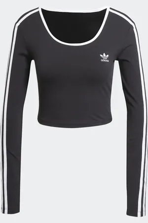 adidas Adicolor - cropped T-shirt med lange ærmer og 3 striber