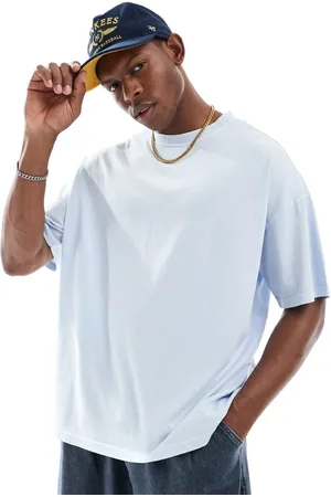 Another Influence Blå oversized t-shirt i syrevask