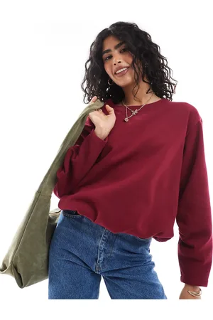 ASOS Sweatshirt med rynkede ærmer og boblekant-Rød