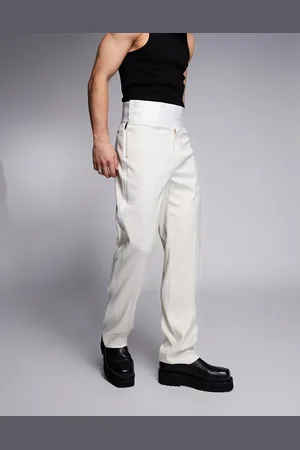 ASOS Elegante og cremehvide bukser med lige ben og taljeskærf