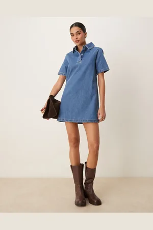ASOS Polo-minikjole i denim i vask