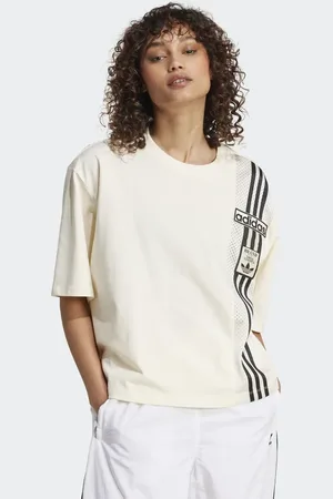 adidas Adibreak - Cremefarvet og cropped T-shirt-Hvid