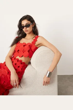 ASOS Croptop med statement-cirkel-detalje - Del af sæt-Multifarvet