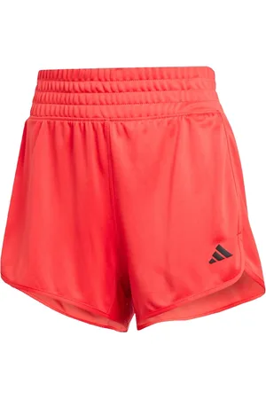 adidas Pacer Essentials - Røde strikkede shorts med høj talje og sorte detaljer