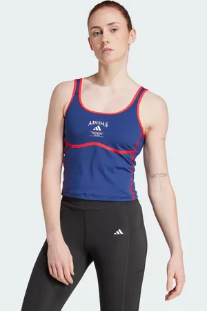 adidas Heritage - Mørkeblå tanktop med integreret sports-BH og lav støtte