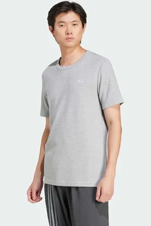 adidas Trefoil Essentials - Meleret mellemgrå T-shirt med vaffeltekstur