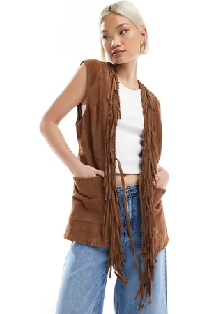 ASOS Premium - vest i ruskind med frynser