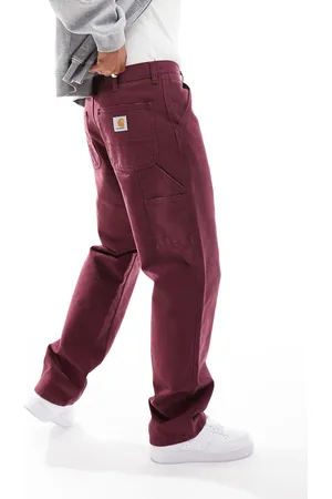 Carhartt Afslappede bukser med enkelt knæ i vinrød-Grå