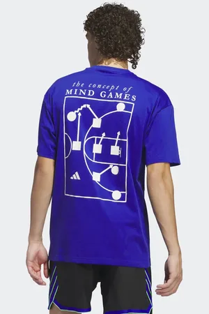 adidas Select - Blå T-shirt med hvide striber