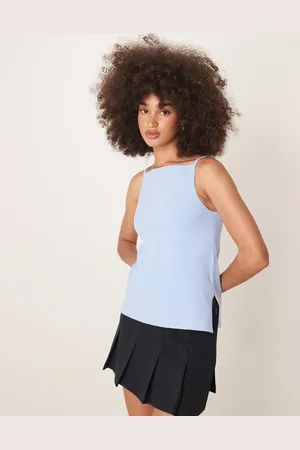 Abercrombie & Fitch Strikket tanktop med høj hals og slidser i siderne