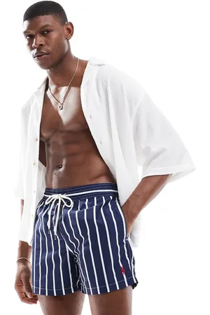 Ralph Lauren Traveler - mellemlange slim fit-badeshorts med logoikon og brede striber