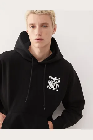 Obey Hættetrøje med ikonisk øjenlogoprint på ryggen