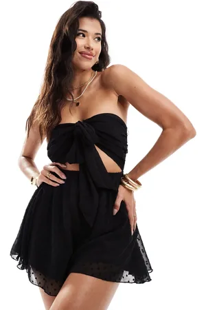 Miss Selfridge Strandplaysuit i dobby-chiffon med bindebånd
