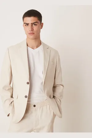 SELECTED Malik - Cremehvid blazer i hør