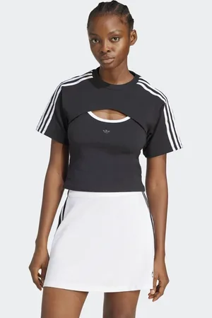 adidas Cali - Sort T-shirt med udskæring og hvide detaljer