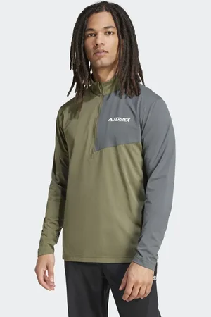 adidas Terrex Multi Climacool - Olivengrøn og langærmet T-shirt med 1/2-lynlås