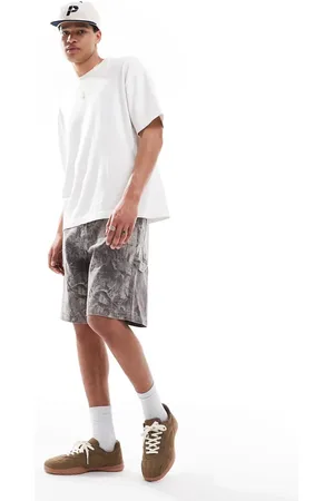 Hollister Knælange denimshorts i baggy tømrerstil med camouflageprint-Grøn