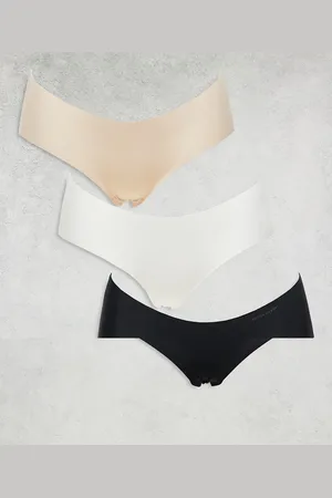 Cotton On Cotton On - Multipakke med sømløse blondetrusser med drengeben i sort/lysebrun/cremehvid