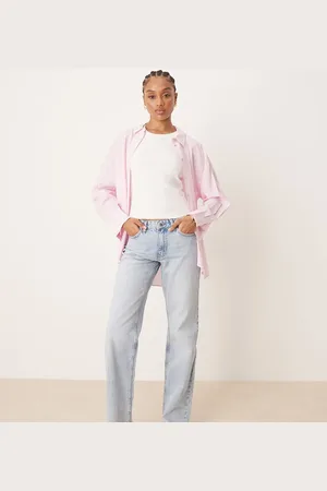 Gina Tricot Lavtaljede jeans med lige ben i lyseblå vask
