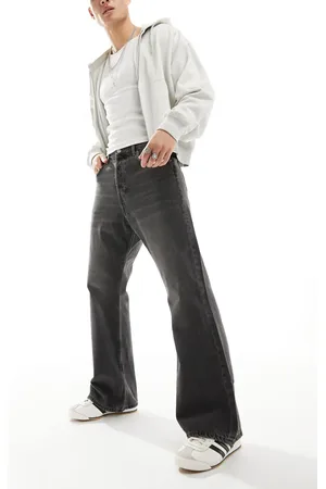 Weekday Time - Antracit-sorte bootcut-jeans i løstsiddende pasform