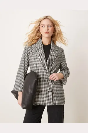 Abercrombie & Fitch Løstsiddende dobbeltradet blazer med sorte gingham-tern