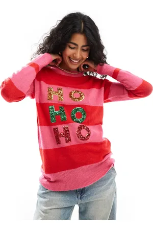 Brave Soul Jul - Julesweater med røde/lyserøde striber