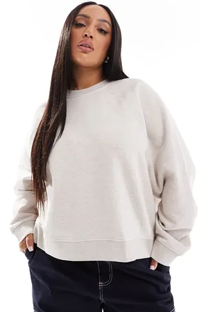 ASOS ASOS DESIGN Curve - Lys beige oversized sweatshirt med raglanærmer-Neutral