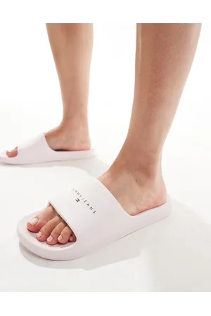 Tommy Hilfiger Hvide pool-sliders med print i PU