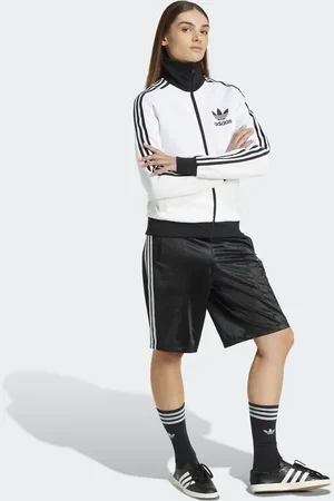 adidas Adicolor Firebird - Sorte lange shorts med hvide detaljer