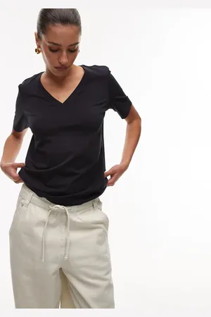 ARKET Marineblå T-shirt i elastisk jersey med V-hals