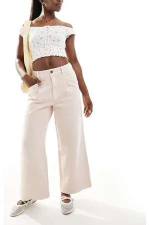 ASOS Lyserøde cropped bukser med vide ben-Multifarvet