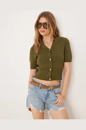 ASOS Kortærmet cardigan med sømandskrave-Brun