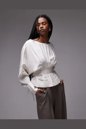& OTHER STORIES Bluse med korsetdetalje og voluminøse ærmer