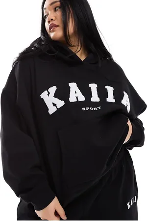 Kaiia Plus - Oversized hættetrøje med logoprint i - Del af sæt