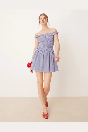 Glamorous Rynket offshoulder-minikjole med -tern