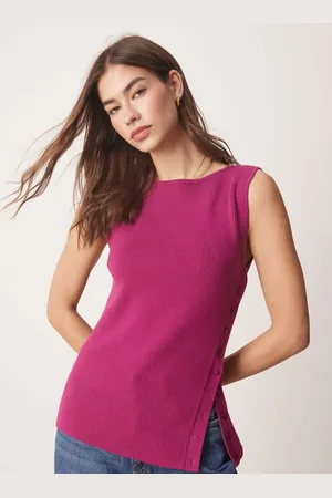 Abercrombie & Fitch Magenta-pink strikket asymmetrisk tanktop-Brun