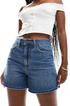 Hollister Mørkeblå denimshorts med ultrahøj talje i 90