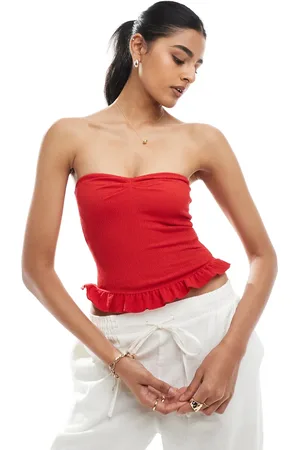 Bershka Bandeau-top med flæsekant og rynker