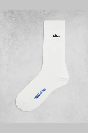Birkenstock Unisex - Hvide ribstrikkede bomuldssokker