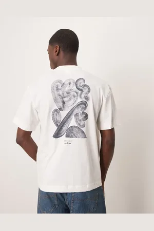 SELECTED X Nous Vous - Cremehvid oversized T-shirt med print på ryggen