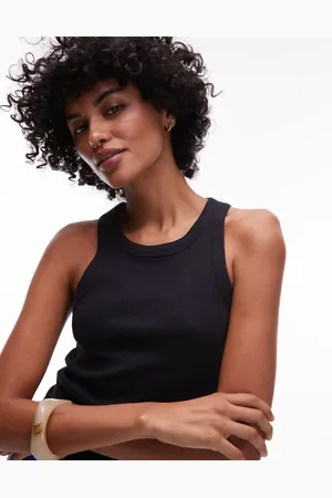 ARKET Blå ribstrikket tanktop med racerryg i jersey-Marineblå