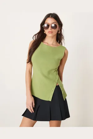 Abercrombie & Fitch Olivengrøn strikket asymmetrisk tanktop