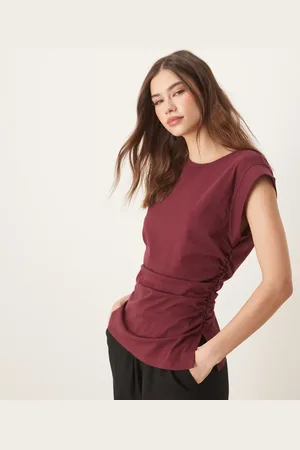 ASOS Kirsebærfarvet tanktop med korsettalje og skarpt skårne skuldre-Rød