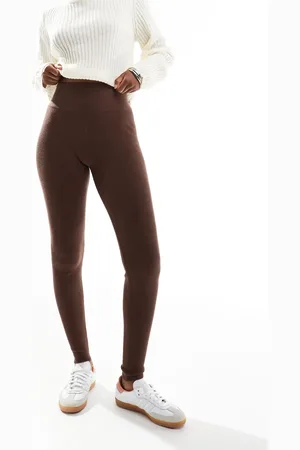 Miss Selfridge Chokoladebrune leggings i hyggelig ribstrik