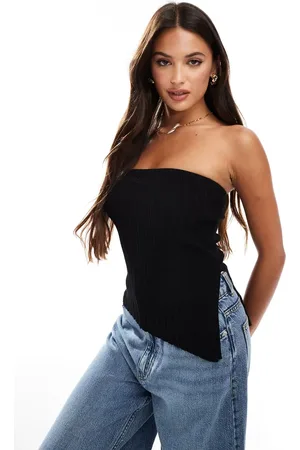 Bershka Strikket og longline bandeau-top i
